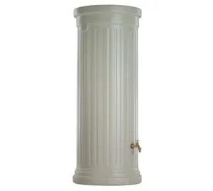 Récupérateur d'eau de pluie 1000L en plastique renforcé de couleur sable en forme de colonne romaine
