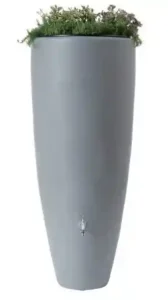 Récupérateur d'eau de pluie Graf 300L avec bac à plantes élégant en gris